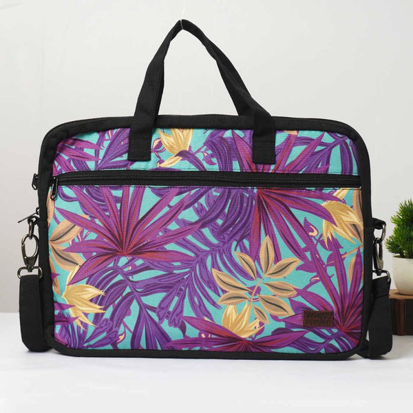 Purple Leaf's Printed Canvas Laptop Bag - 15.6 inch