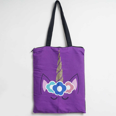 Purple Unicorn Printed Tote Bag