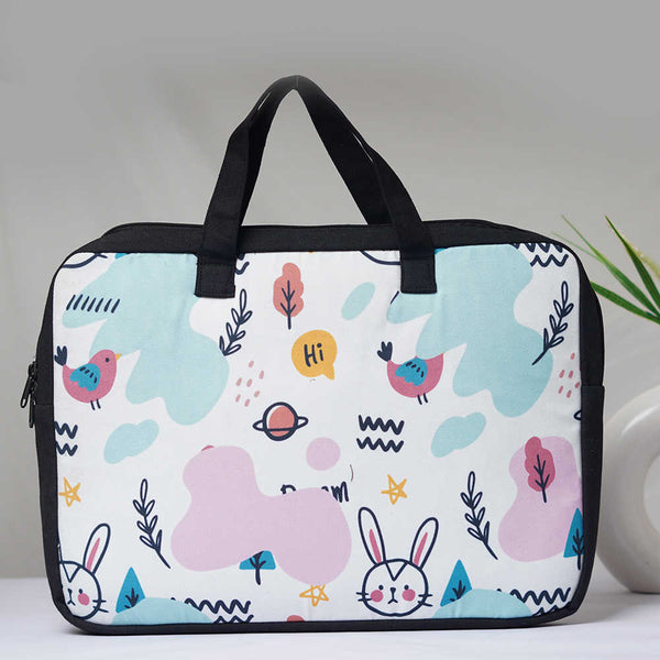 Rabbit Printed Canvas Laptop Bag