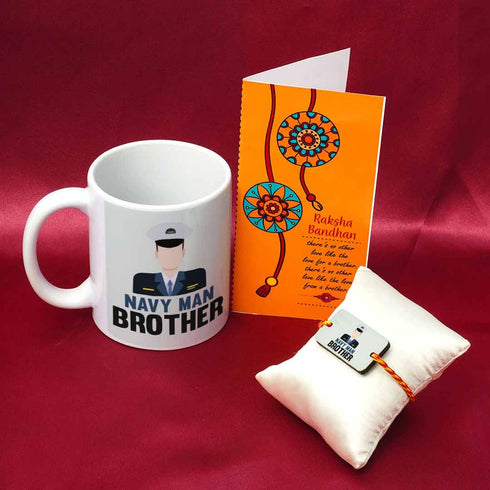 Navy Man Brother Rakhi Gift Combo - Uncommongifts.in