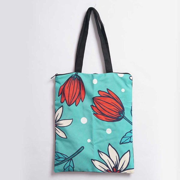 Red Flowers Printed Tote Bag