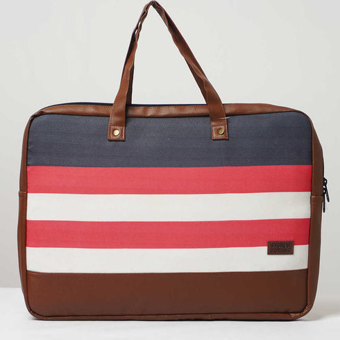 Red & White Printed Canvas & PU Laptop Bag Fit 15.6 Inch Laptop