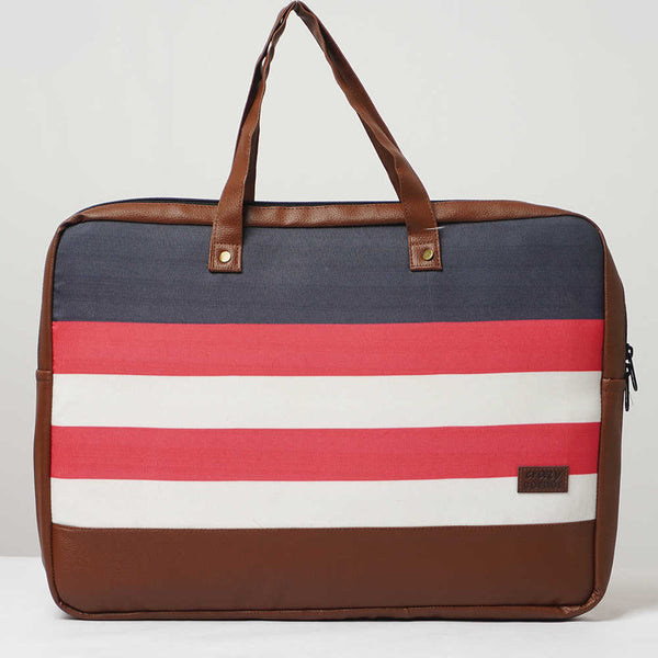 Red & White Printed Canvas & PU Laptop Bag Fit 15.6 Inch Laptop