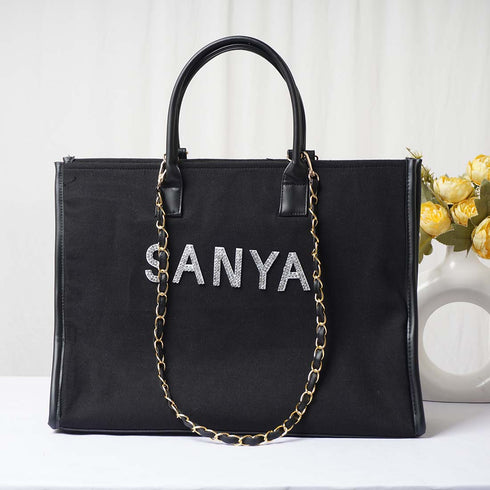 Rhinestone Alphabets Personalised Handbag - Uncommongifts.in