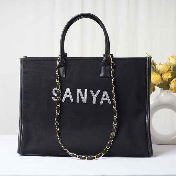 Rhinestone Alphabets Personalised Handbag - Uncommongifts.in