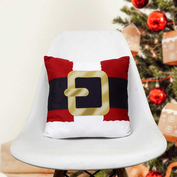 Santa Belt Christmas Printed Cushion - Uncommongifts.in