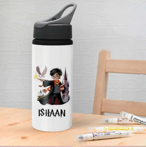 Personalised 600ml Grey Lid Sipper Bottle