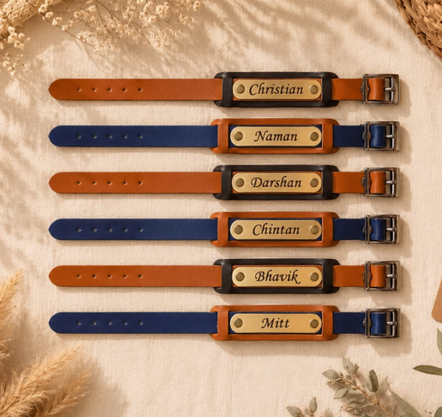 Personalised Leather bracelet Rakhi for Brother