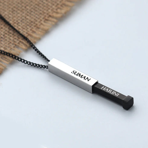 Silver Plated Personalized 3D Bar Pendant - Unisex - Uncommongifts.in