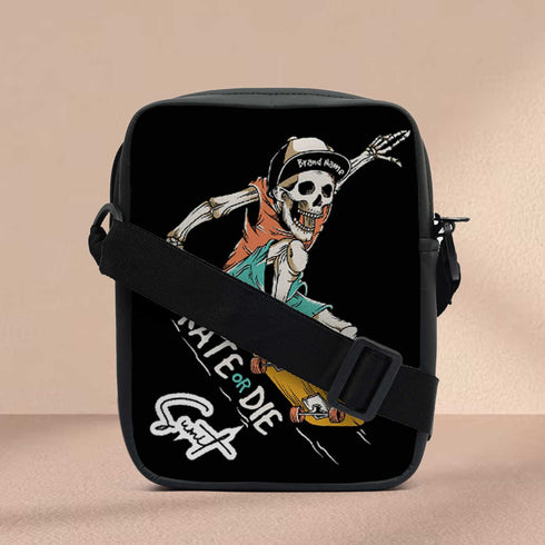 Skate Or Die Skull Printed Personalised Men Sling Bag - Uncommongifts.in