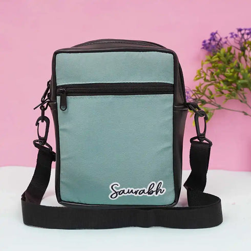 Sky Blue Print Men Sling Bag