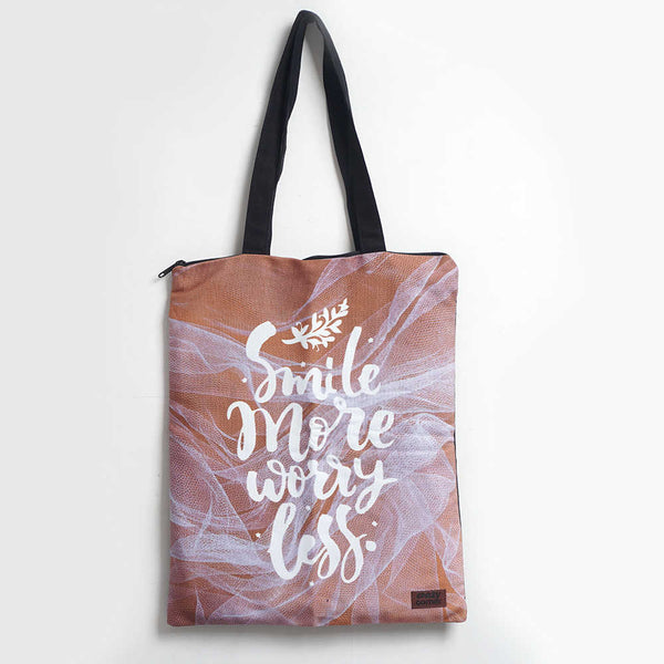 Smile More Printed Tote Bag