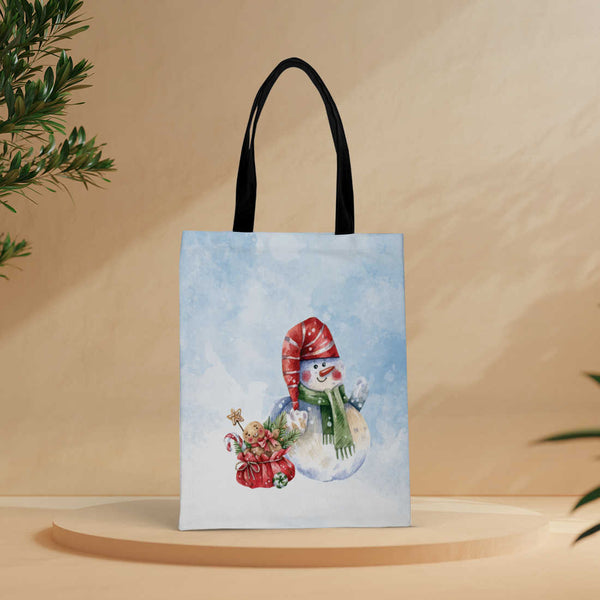 Snowman - Christmas Theme Printed Tote Bag - Uncommongifts.in