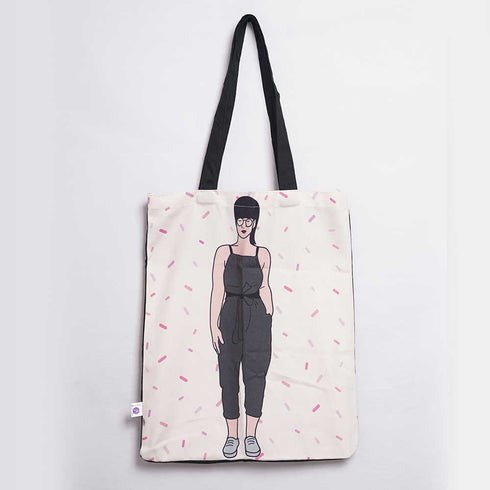 Standing Girl Printed Tote Bag