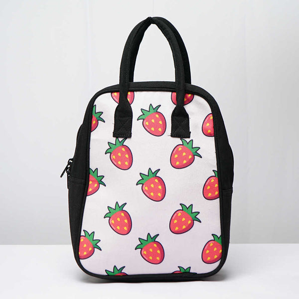 Straw Berry Canvas Lunch Bag