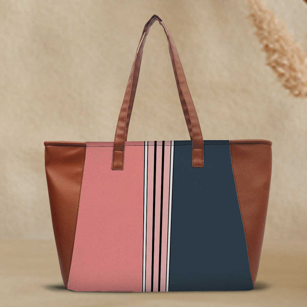 Striped Shopper Shoulder Tote Bag - Uncommongifts.in