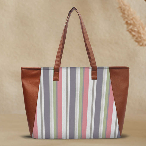 Striped Shoulder Tote Bag - Uncommongifts.in