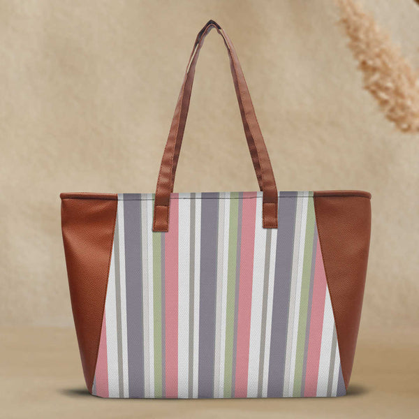 Striped Shoulder Tote Bag - Uncommongifts.in