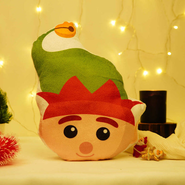 Stuffed Christmas Elf Printed Pillow - Uncommongifts.in