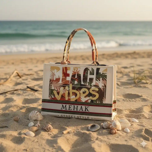Stylish Women's Canvas Beach Box Tote Bag