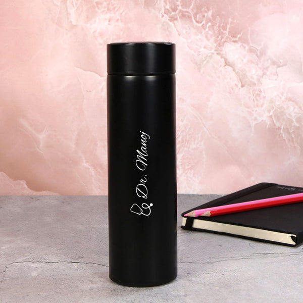 Personalized Temperature Bottle With Name - Black - Uncommongifts.in