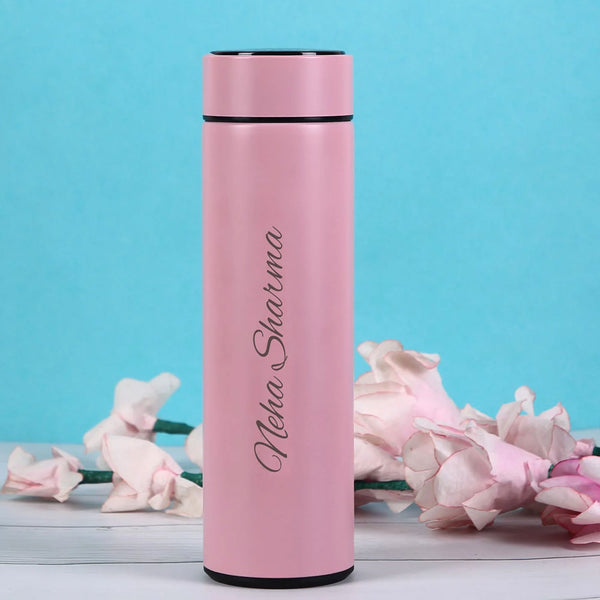 Temperature Bottle With Name - Pink - Uncommongifts.in