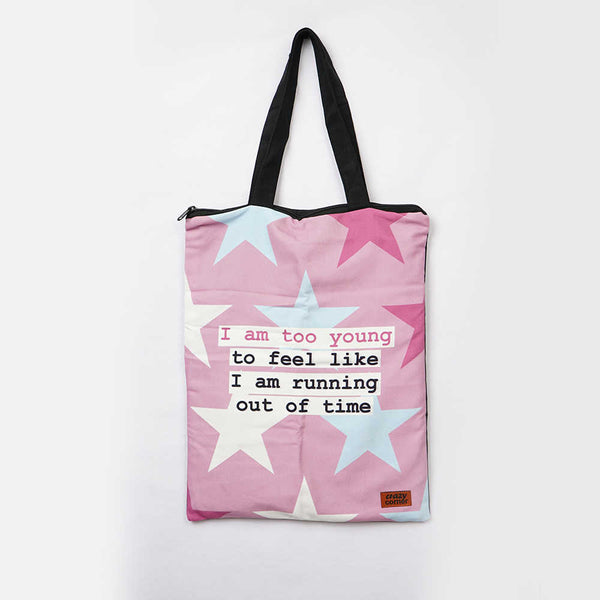 Too Young Printed Tote Bag