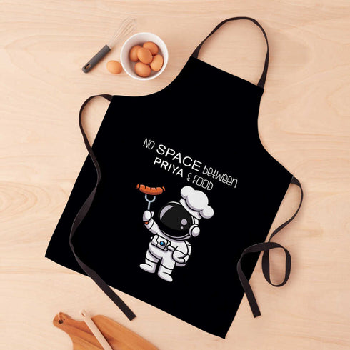 Crazy Corner No Space Between Me & Food Printed Canvas Cotton Kitchen Apron - Uncommongifts.in