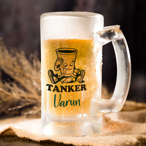 Tanker Printed Glass Beer Mug - Uncommongifts.in