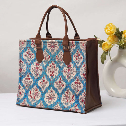 Blue Printed Handbag Box Bag - Uncommongifts.in