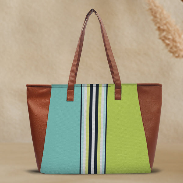 Colourblocked Structured Canvas Tote Bag - Uncommongifts.in