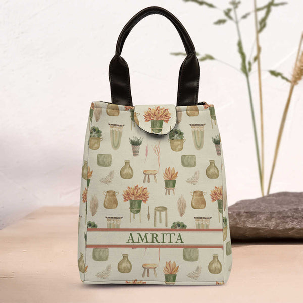 Printed Canvas Lunch Bag - Uncommongifts.in