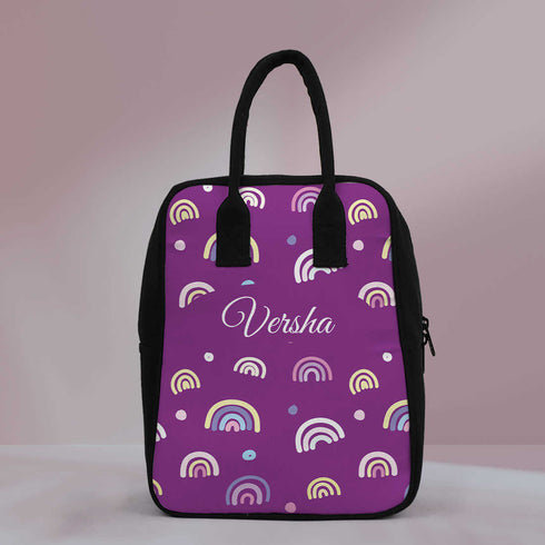 Purple Personalised Travel Canvas Lunch Bag - Uncommongifts.in