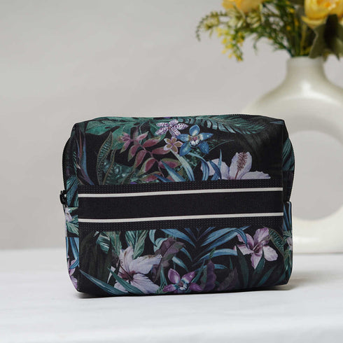 Flower & Leaves Printed Box Pouch - Uncommongifts.in