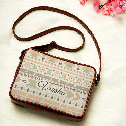 Yellow & Green Tribal Printed Structured Sling Bag - Uncommongifts.in