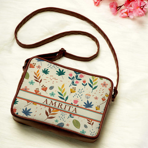 Floral Printed Structured Sling Bag - Uncommongifts.in