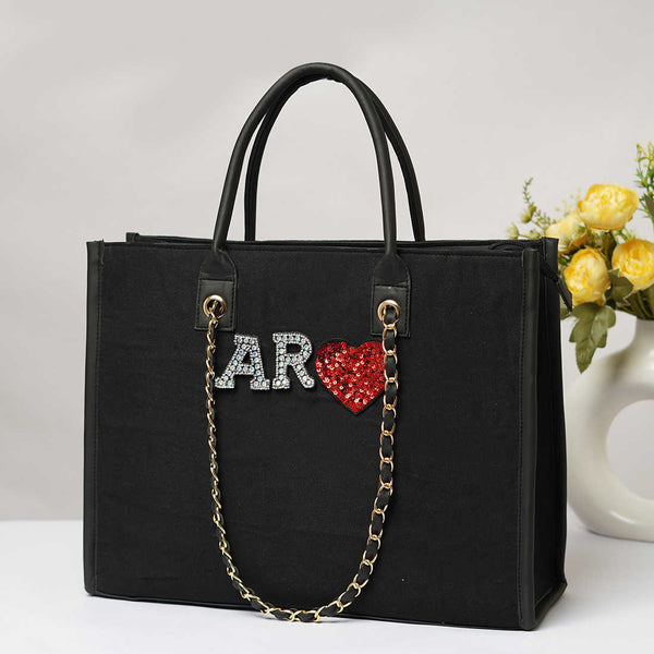 Black Dazzle Personalised Handbag - Uncommongifts.in
