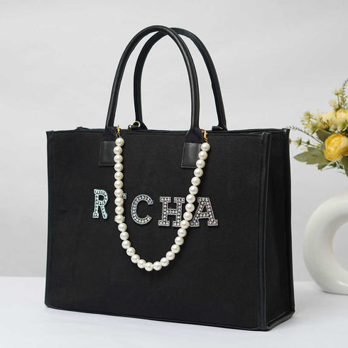 Rhinestone Alphabets Personalised Handbag - Uncommongifts.in