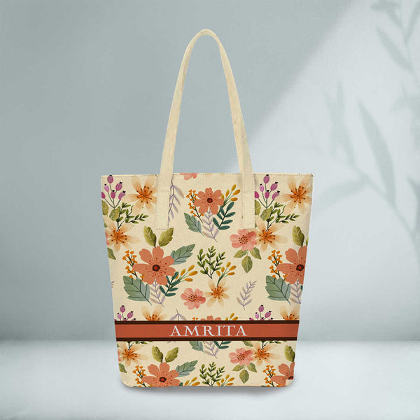 Floral Printed Shopper Canvas Tote Bag - Uncommongifts.in