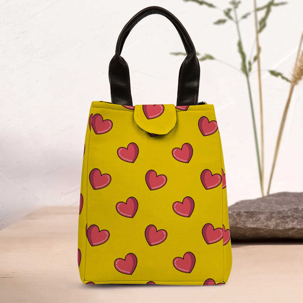 Yellow Printed Lunch Bag With Handle - Uncommongifts.in