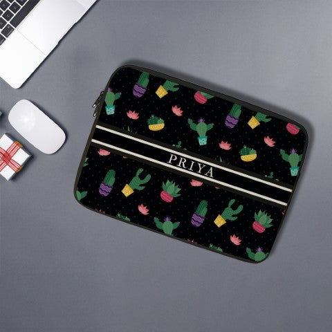 Personalised Black Printed Laptop Sleeve/Cover - Uncommongifts.in
