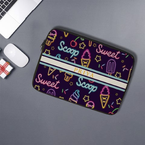Sweet & Scoop Printed Personalised Laptop Sleeve/Cover - Uncommongifts.in