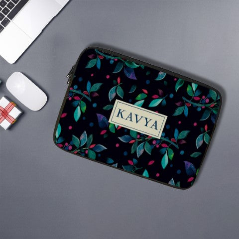 Leaf Printed Personalised Laptop Sleeve/Cover - Uncommongifts.in