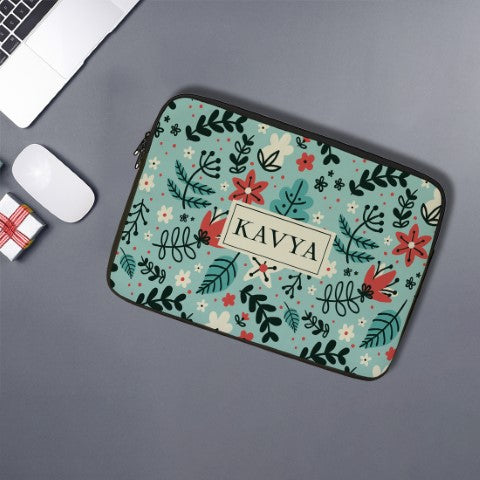 Floral Printed Personalised Laptop Sleeve/Cover - Uncommongifts.in