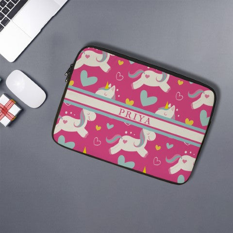 Unicorn Printed Personalised Laptop Sleeve/Cover - Uncommongifts.in