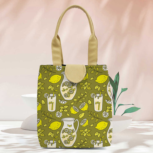 Printed Canvas Lunch Bag - Uncommongifts.in