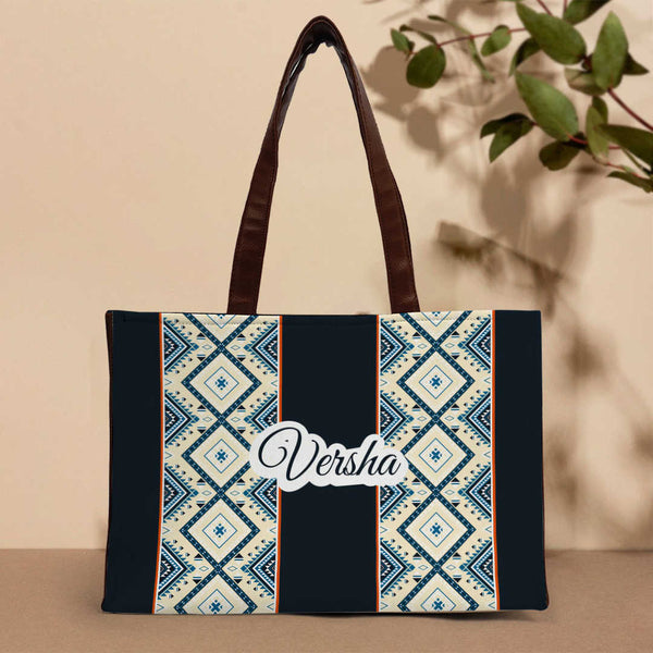 Geometric Personalised Printed Handheld Box Bag - Uncommongifts.in