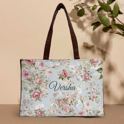 Personalised Floral Printed Handheld Box Bag - Uncommongifts.in