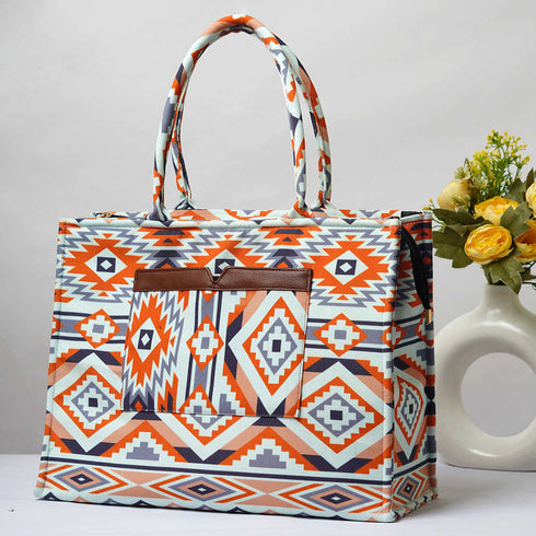 Geometric Multicolor Box Tote Bag - Uncommongifts.in