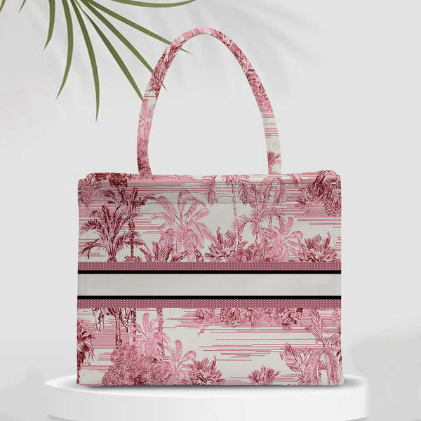 Pink Flower Printed Box Tote Bag - Uncommongifts.in